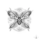 moth going towards flaming eyes tattoo design idea