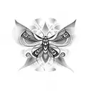 moth going towards flaming eyes tattoo design idea