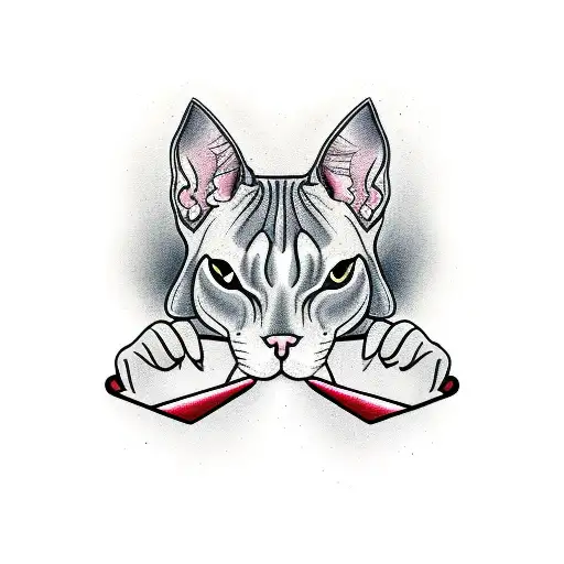 a sphynx cat and next to him a cane corso dog tattoo design idea