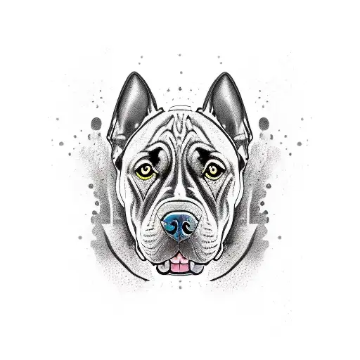cane corso with cutted ear tattoo design idea