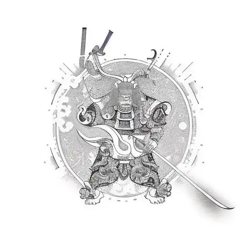 kaizen meaning hiragana with samurai tattoo design idea