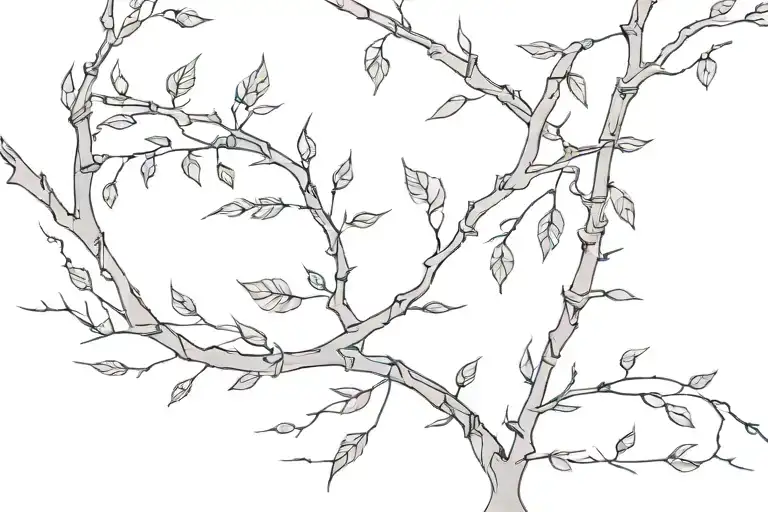 Thorny branches on the sleeve with falling leaves and dry vines tattoo design idea
