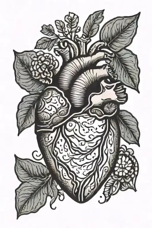 heart and lungs tattoo design idea
