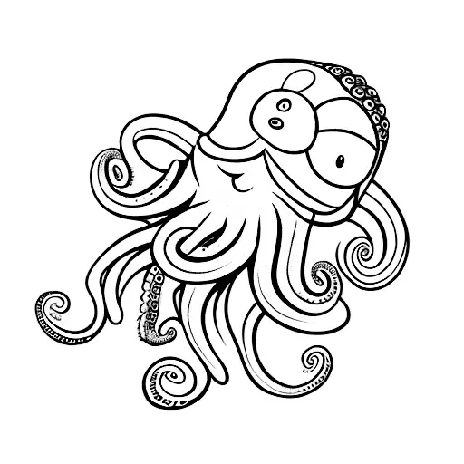 cute octopus tattoo design idea
