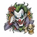 A joker leg tattoo could feature a detailed illustration of a jester or clown with a mischievous grin, wearing a colorfu tattoo design idea