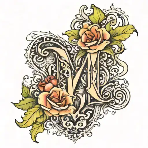 I want a large letter T. surround it I want the names "Tyler" "Traye" "Tiana" "Tiara" using the large T tattoo design idea