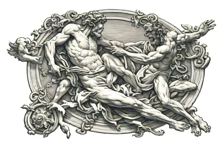 Michelangelo's painting the Creation of Adam tattoo design idea