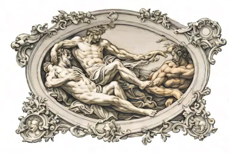 Michelangelo's painting the Creation of Adam tattoo design idea
