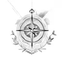 olive tree and compass tattoo design idea