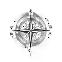 olive tree and compass tattoo design idea