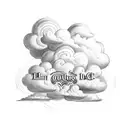 clouds with letters tattoo design idea