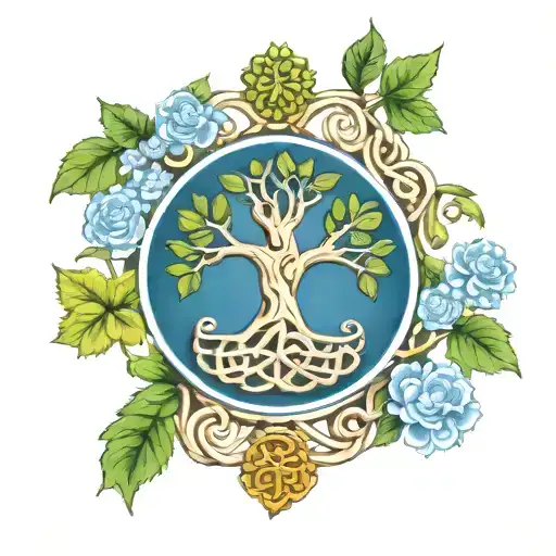 Celtic tree with polish pottery tattoo design idea
