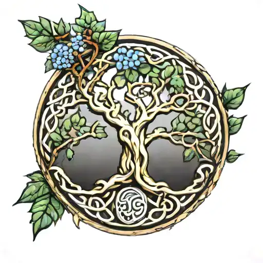 Celtic tree with polish pottery  tattoo design idea