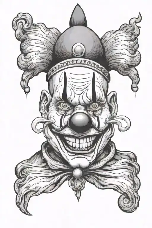 montagne russe inghiottite da clown face tattoo design idea