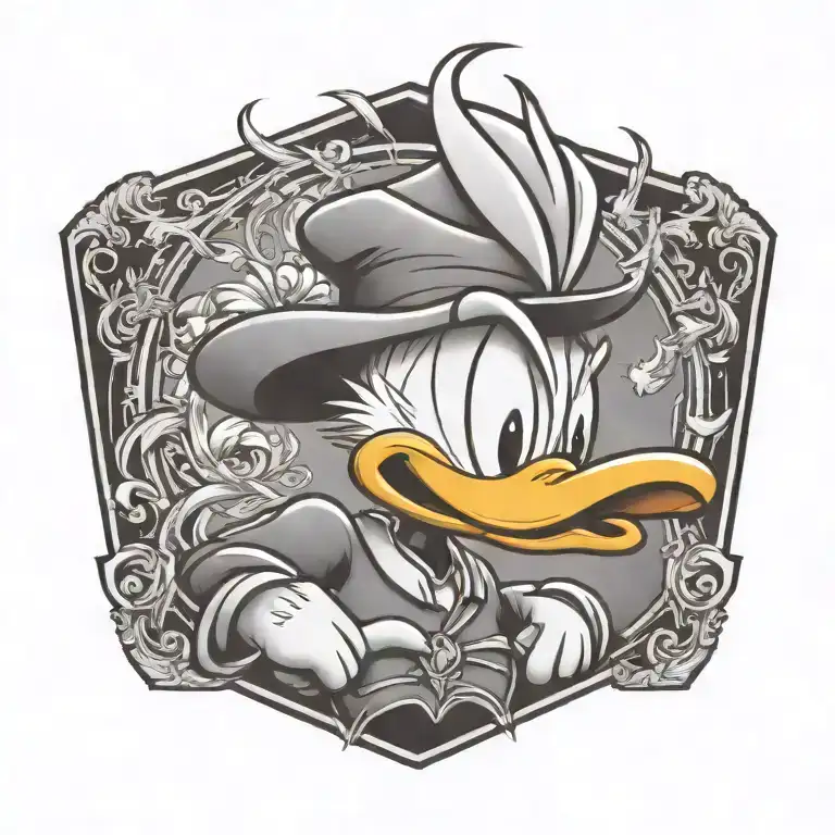 side profile of a very angry donald duck tattoo design idea