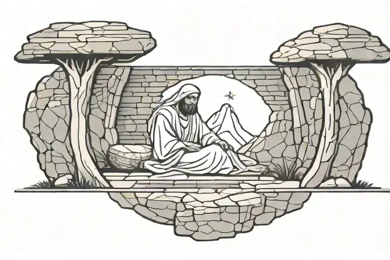 empty tomb Jesus  tattoo design idea