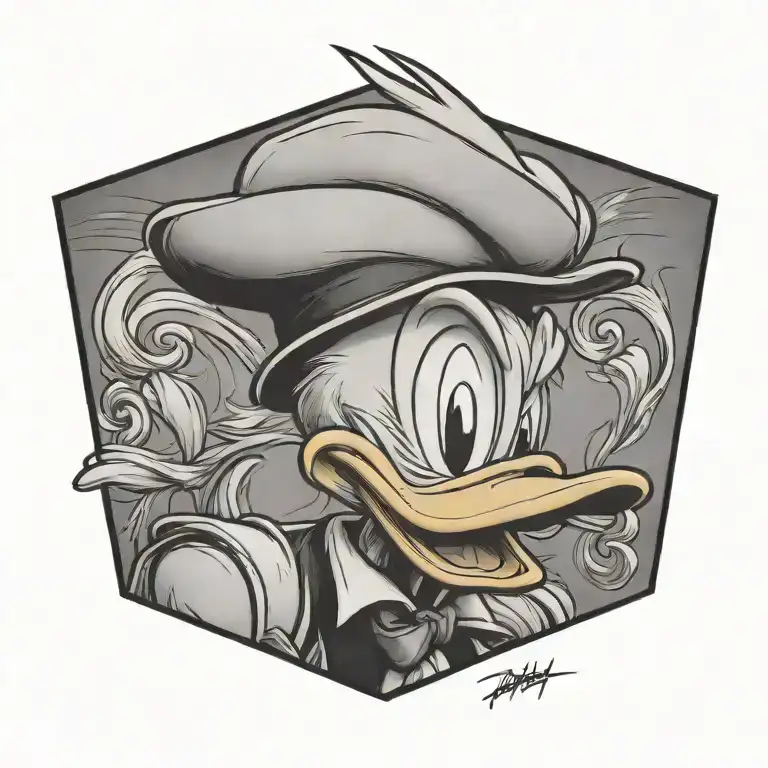 side profile of an angry donald duck tattoo design idea