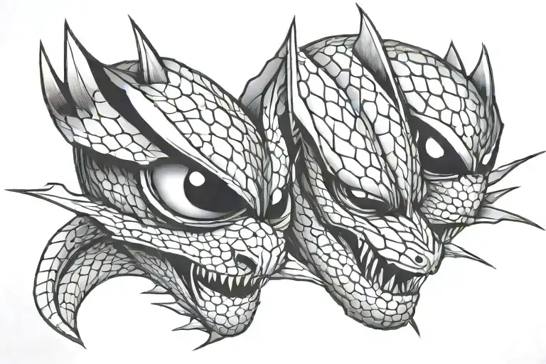 shards stabbing snake eyes  tattoo design idea