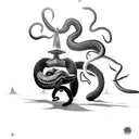 a man stomping and crushing a snakes head  tattoo design idea