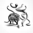 a man stomping and crushing a snakes head  tattoo design idea