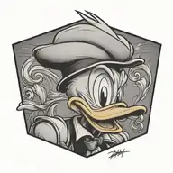 side profile of an angry donald duck tattoo design idea