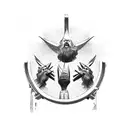 Three Old Testament middle eastern men and The Holy Spirit dancing around a fiery furnace  tattoo design idea