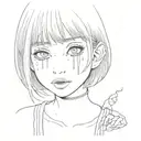 junji ito cute horror girl hollow eyes  tattoo design idea