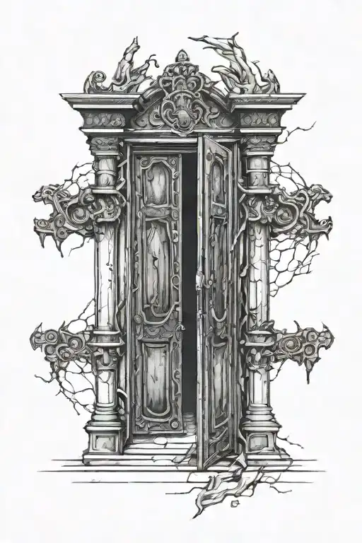 double doors from dark souls 3 tattoo design idea