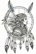 dream catcher native warrior princess tattoo design idea