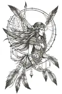 dream catcher native warrior princess tattoo design idea