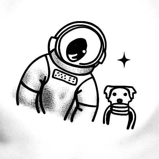 Astronaut and dog tattoo design idea