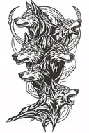 wolves howling tattoo design idea