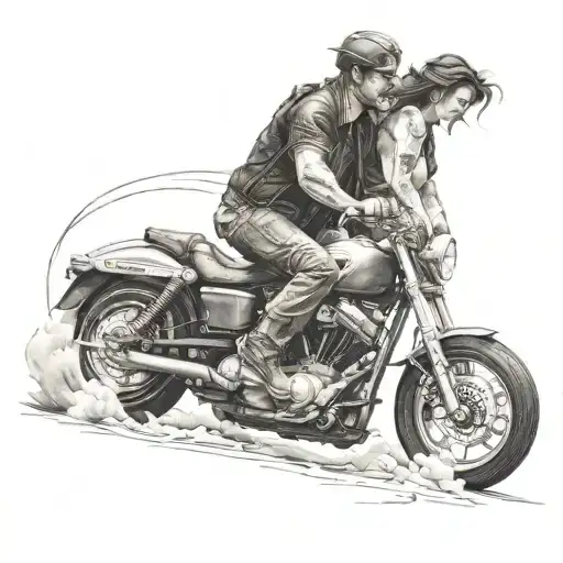 couple on the edge biker inspired tattoo design tattoo design idea