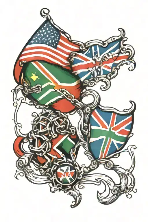 american and south african flag intertwined tattoo design idea