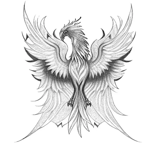 A majestic phoenix perched on a clock tower tattoo design idea