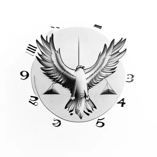 A silhouette of a soaring eagle with clock gears as its feathers tattoo design idea