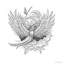 A majestic phoenix perched on a clock tower tattoo design idea