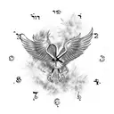A majestic phoenix perched on a clock tower tattoo design idea