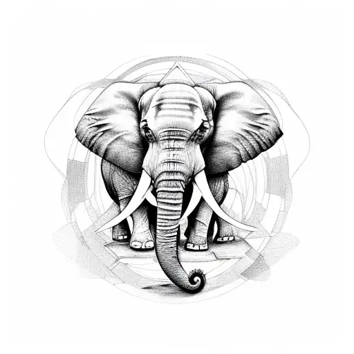 elephant roses tattoo design idea