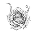 elephant roses tattoo design idea