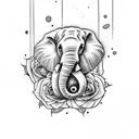 elephant roses tattoo design idea