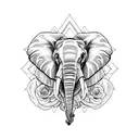 elephant roses tattoo design idea
