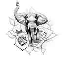 elephant roses tattoo design idea