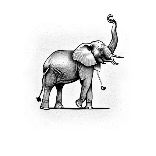 elephant with trunk up tattoo design idea