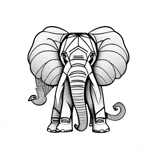 elephant with trunk up tattoo design idea