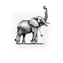 elephant with trunk up tattoo design idea