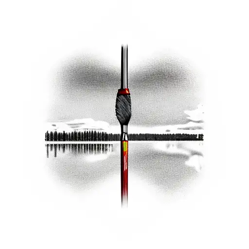 Design a tattoo of a construction hammer and a paintbrush crossed over a silhouette of the White Lake NY tattoo design idea