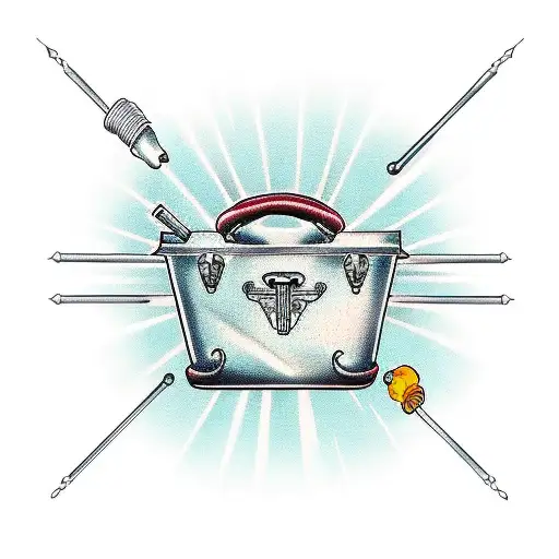 carpenters toolbox with tools tattoo design idea