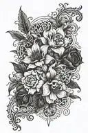 Floral dark gothic style tattoo design idea