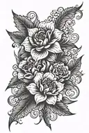 Floral dark gothic style tattoo design idea